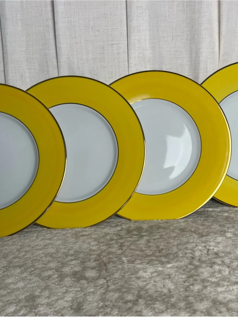 Porcelaines M P Samie-Limoges Yellow Charger Plates- Set of 4
